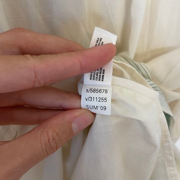 GAP - 90s Y2K Cream Cotton Pleated Peasant Midi Dress - Picture 10 of 10